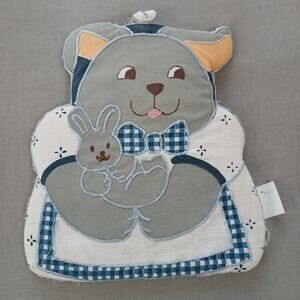Vintage Handmade Bunny Rabbit Hot Pad Trivet cottage country classic patchwork